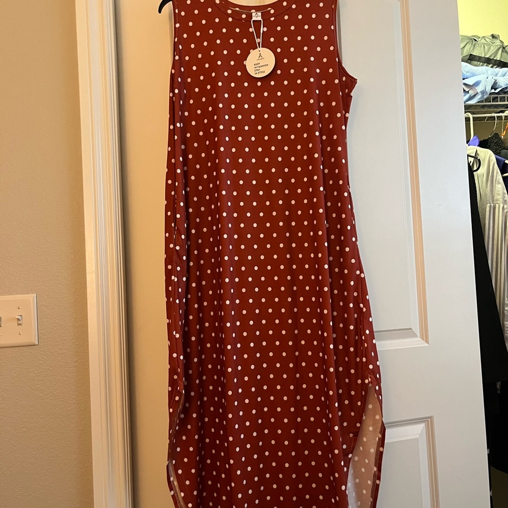 Red Polka Dot Sleeveless Dress